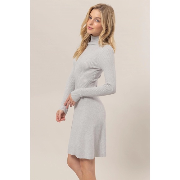 Gray Turtleneck Fit and Flare Body Control Mini Dress NWT - Picture 5 of 7